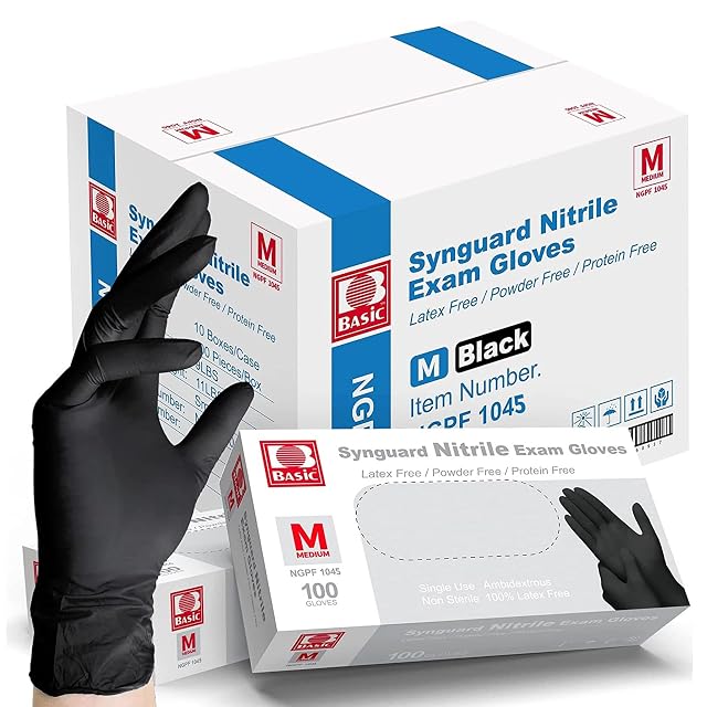 Intco Basic Medical Black Nitrile Exam Gloves 4 5 Mil - Latex-Free Powder-Free - NGPF 1045 Case of