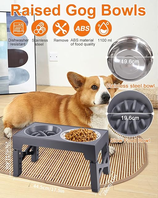 Foto 2 de 7 de TIDEVAN Comedero Elevado para Perros, 4 Altura Ajustable, Extraíble