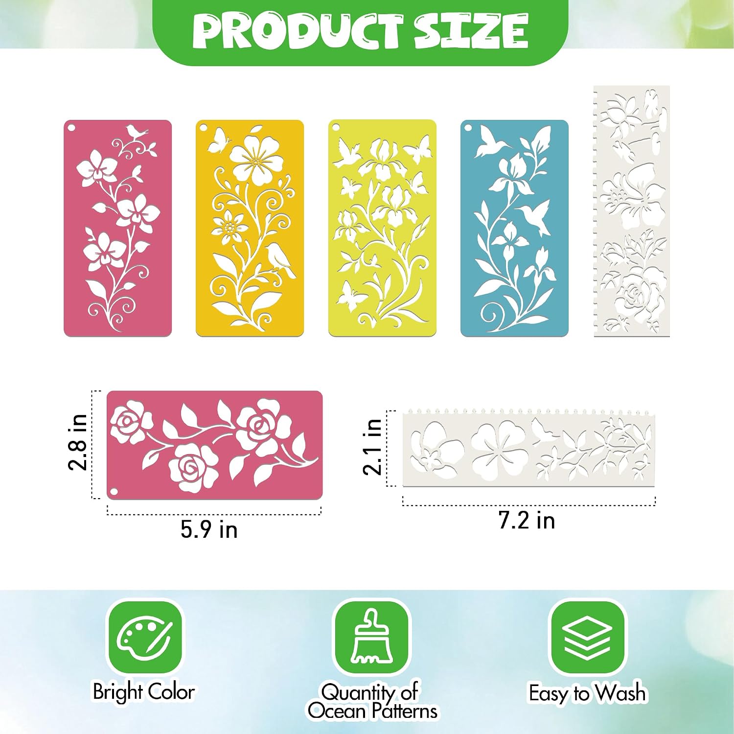 Small Floral Stencils for Painting 32 Pcs Reusable Flower Leaf Stencils DIY Drawing Template Stencil for Painting on Wood Wall Canvas Home Decor image 3