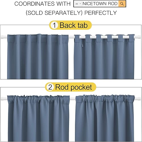 Miniatura 3 de NICETOWN Cortinas opacas y cortinas para dormitorio, bolsillo para barra con aislamiento térmico y pestaña trasera, cortinas de ventana para sala de