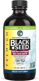Amazing Herbs Premium Cold-Pressed Black Seed Oil - Nigella Sativa, Omegas 3/6/9, Immune, Digestive & Brain Support - 8oz Non-GMO