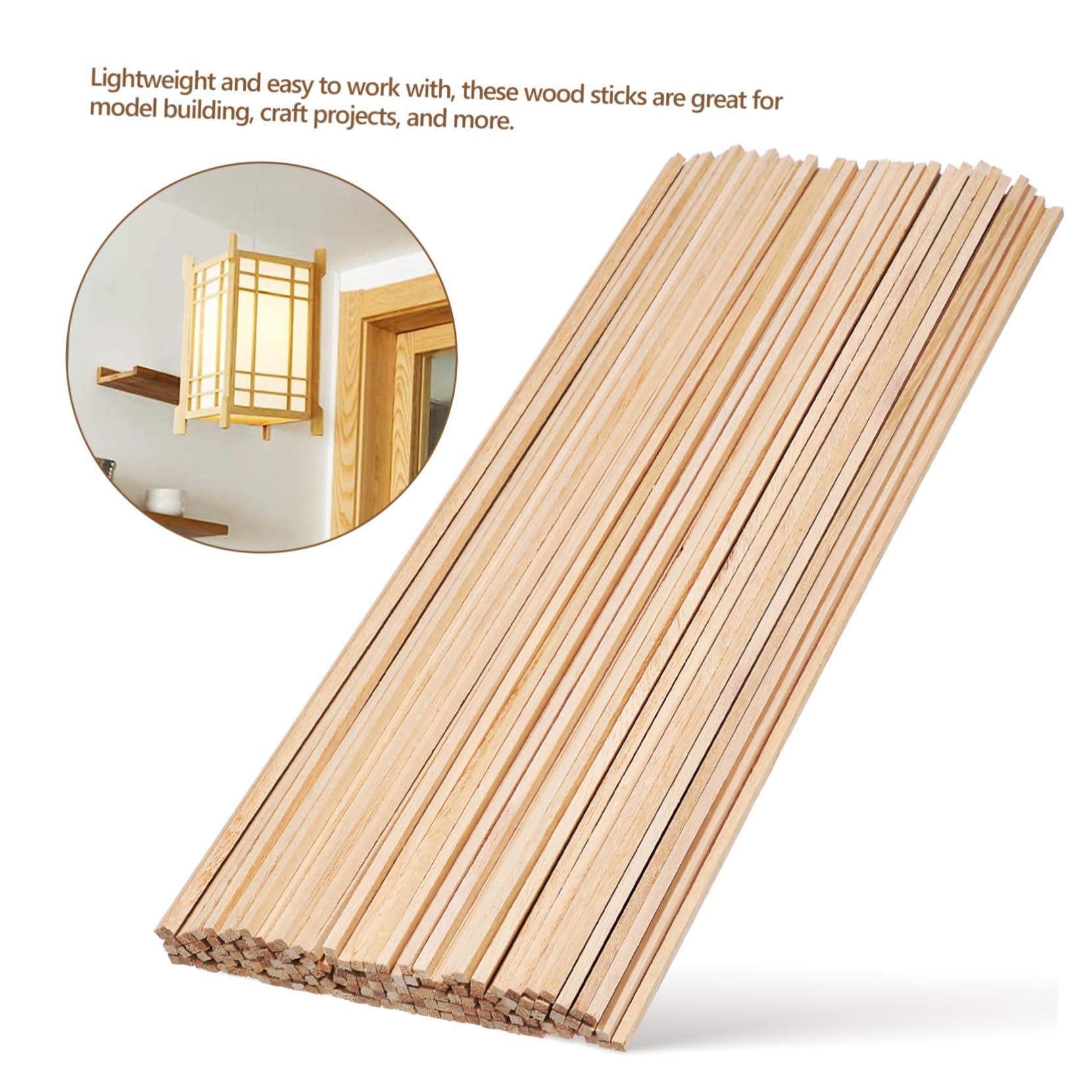 150 Palitos de Madera Madera Beige sin Tratar, Fáciles de Pintar y Lijar, para Manualidades, para Bricolaje y Modelos