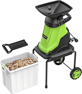 STEEELITE 1.8" 15 Amp Electric Wood Chipper Shredder with 50L Bin, 4000 RPM Dual Blades for Branches & Twigs