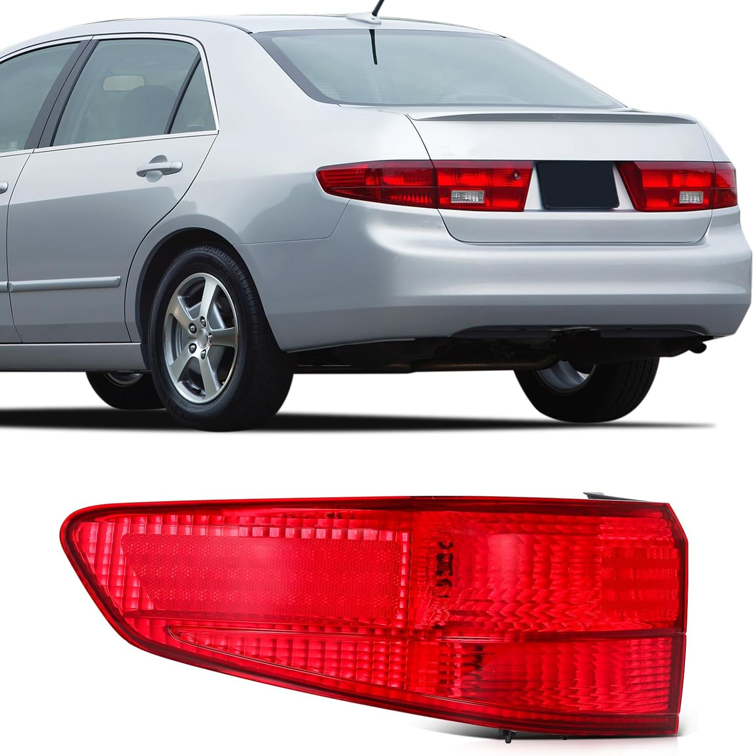 SCITOO Left Taillight Assembly Fit 2003-2004 for Honda Accord Sedan Headlights Red Clear Lens, 33501SDAA01/HO2801148 (Bulbs Not Included)