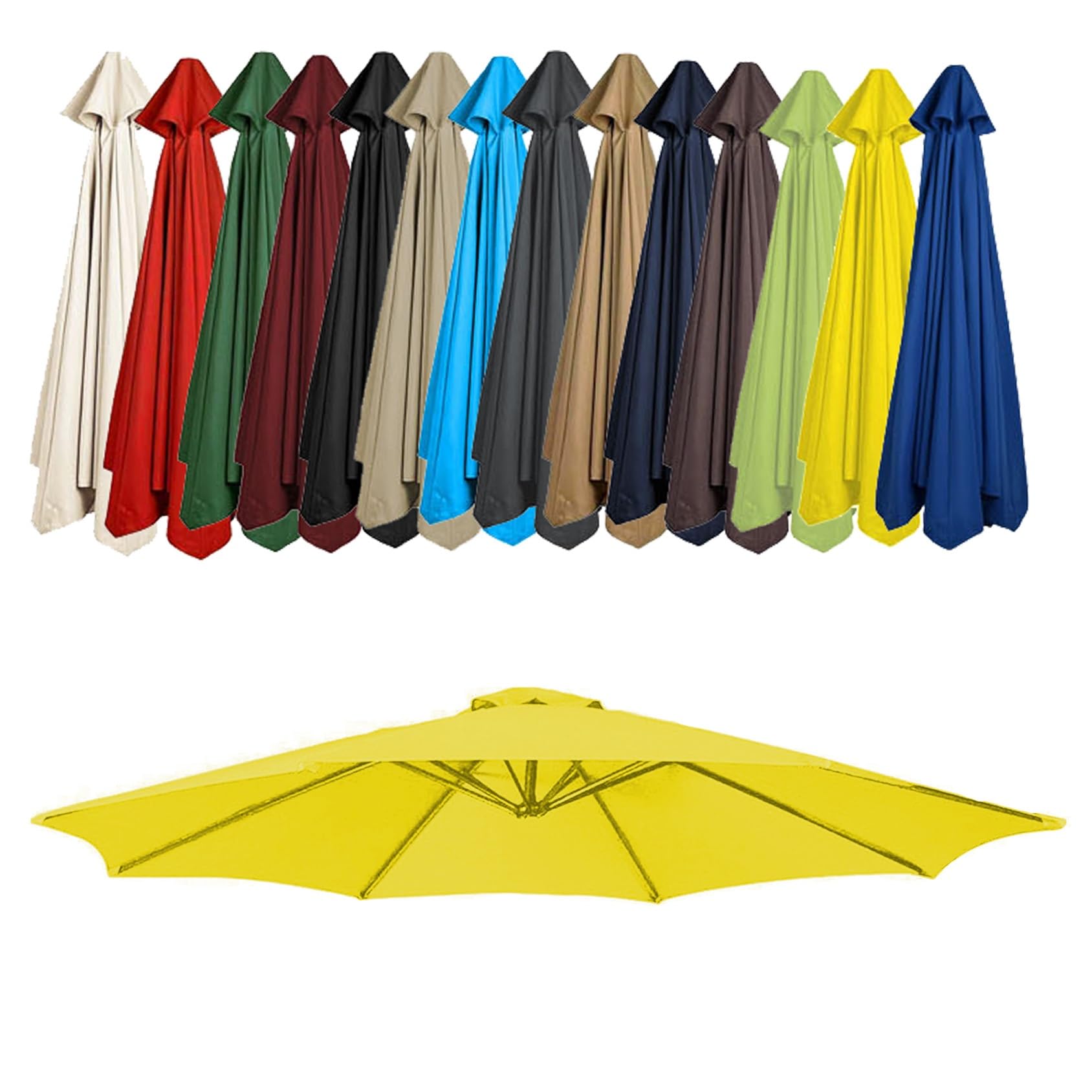 GZDXBF Patio Umbrella Replacement Canopy, Parasol Canopy Cover For 200cm/270cm/300cm +6 Arms/8 Arms Parasol, Uv-Resistant, Waterproof, Washable(Color:Yellow,Size:6 ribs: 2m/6.5ft) — image 1