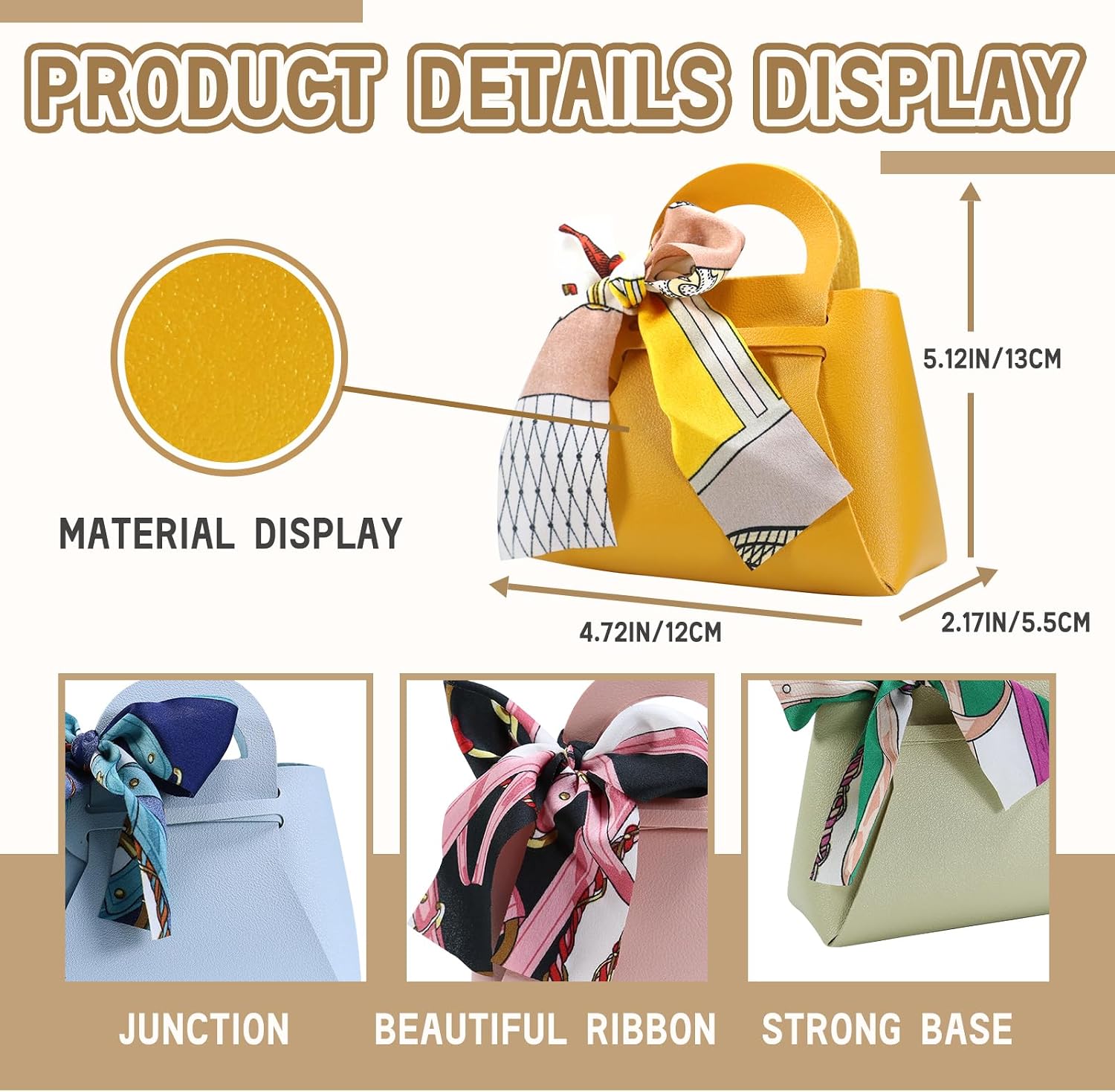 LPEIEB 12 Pack Leather Ribbon Candy Bag Gift Bags PU Wedding Gift Bags with Handle Ribbon Reusable Party Favor Boxes for Weddings Birthdays Christmas Baby Showers Halloween(Purple) image 2