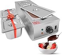 Vista 9 de ALDKitchen Olla para derretir chocolate – derretidor de chocolate eléctrico comercial de acero inoxidable, 1 tanque grande + 2 tanques extra