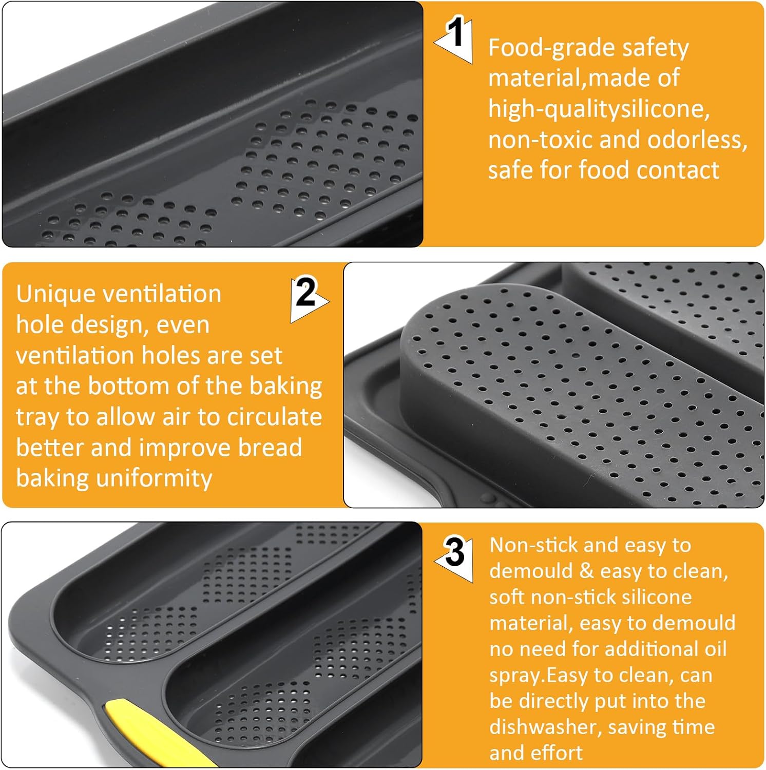 Reallnaive 8 Pcs Silicone Baguette Hamburger Bun Baking Pan Set 4 6 9 Cup French Bun Mold 3 Cup Nonstick Baguette Bread Pan with Tool for Homemade Bread Loaf Sandwich Microwave