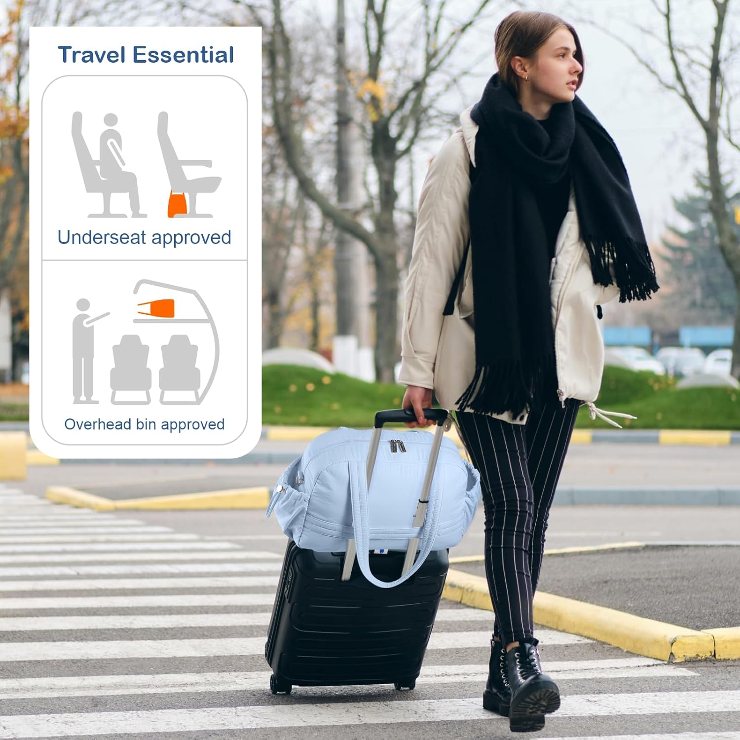 TOPDesign Travel Duffel Bag for Women, Puffer Gym Bag Sports Tote with Wet Pocket, Carry On Weekender with Luggage Sleeve (Ocean Blue) - Image 2