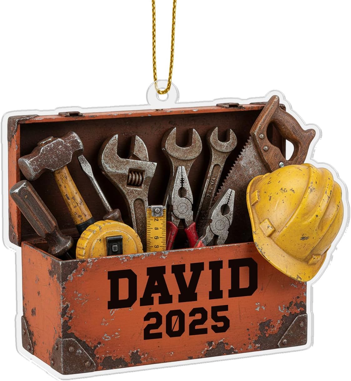Personalized Tool Box Custom Shaped Acrylic Ornament, Custom Tool Chest Mechanics Handymen Gift Holiday Christmas Decoration Keepsake Hanging Ornaments