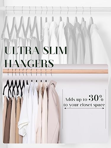 Miniatura 7 de Cozymood Perchas de terciopelo para pantalones, paquete de 36 perchas de terciopelo ultra finas con clips, perchas de terciopelo antideslizantes