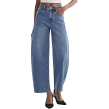 Barrel Jeans for Women Baggy High Waisted Wide Leg Jeans Strechy Y2K Comfort Ankle Denim Pants
