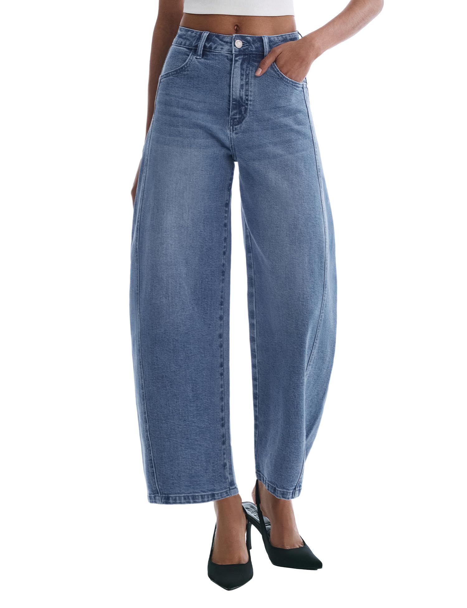 Barrel Jeans for Women Baggy High Waisted Wide Leg Jeans Strechy Y2K Comfort Ankle Denim Pants