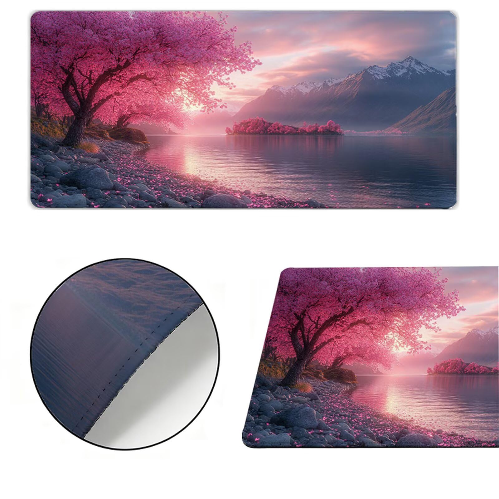 Podkładka pod mysz XXL 1000x500x3mm podkładka pod mysz różowa podkładka pod mysz drzewo poprawia precyzję i szybkość, antypoślizgowe wodoodporne, szyte krawędzie, akcesoria do gier, komputer, prezent