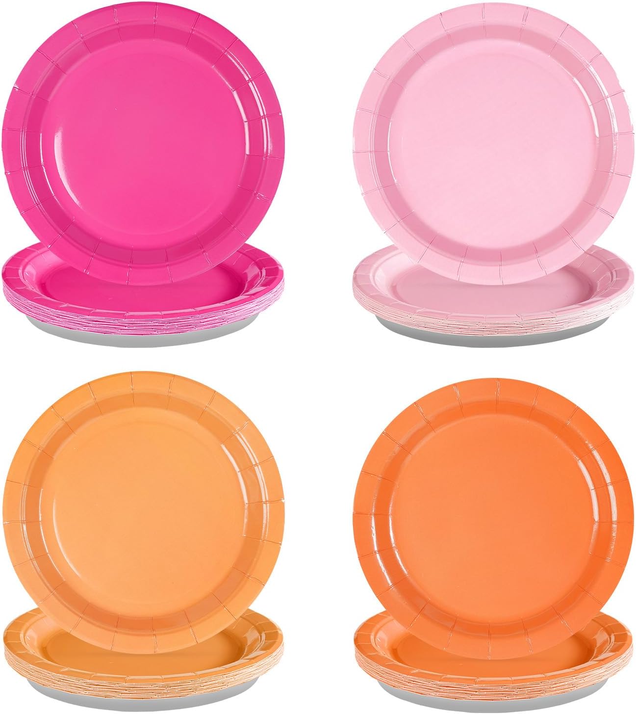 Grencian 60Pcs Pink and Orange Paper Plates - 9" Disposable Hot Pink and Orange Graduation Dessert Cake Paper Plates Birthday Tableware Dinnerware for Sunset Theme Party Graduation Decorations 2026