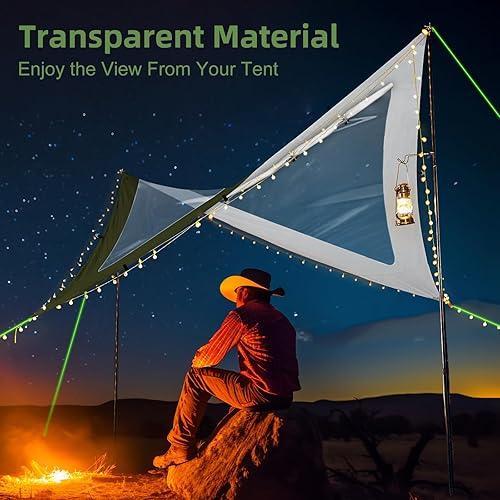 Miniatura 2 de Lona de campamento, impermeable de 196.850 in, con clasificación para la lluvia, lona UV UPF50+, refugio multifuncional para mochileros, senderismo,