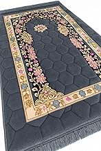 Prayer Mat Muslim Rug Islamic - Padded Thick Prayer Rug Sajadah for Men Women with Islam Prayer Beads for Eid Travel Ramadan, Soft and Luxury (Grey)
