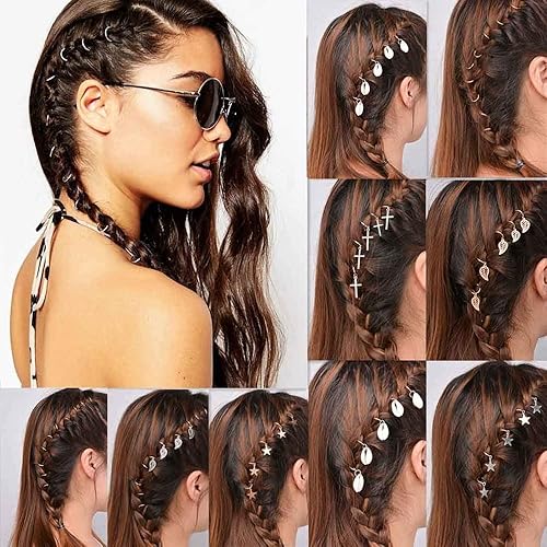 Miniatura 7 de 150 piezas de joyería para el cabello de rastas para mujer, trenzas de cabello, tubo similar a la madera y cuentas para trenzar, anillos dorados