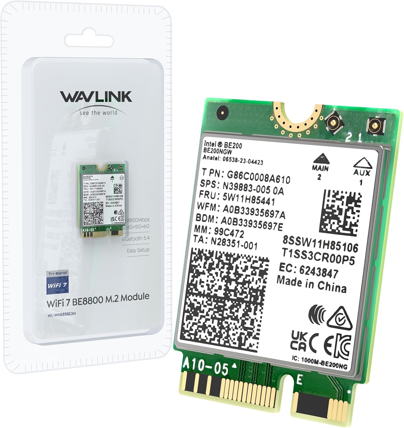 WAVLINK WiFi 7 Wireless Card, 8774Mbps Tri-Band BE200 M.2 NGFF Network ...