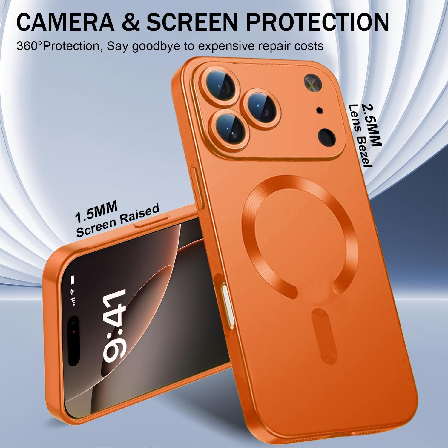 Misscase Magnetic for iPhone 17 Pro Max/iPhone 18 Pro Max Case,Comes with Camera Lens Protector,Compatible with Magsafe,Soft TPU Full Protection Slim Smooth Bumper Shockproof Phone Cover Orange image 5