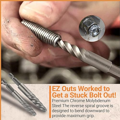 Miniatura 6 de BSUXMAFG Juego de extractor de tornillos, juego de brocas métricas de 11 piezas, juego de extractor de brocas inversas para quitar tornillos rotos,