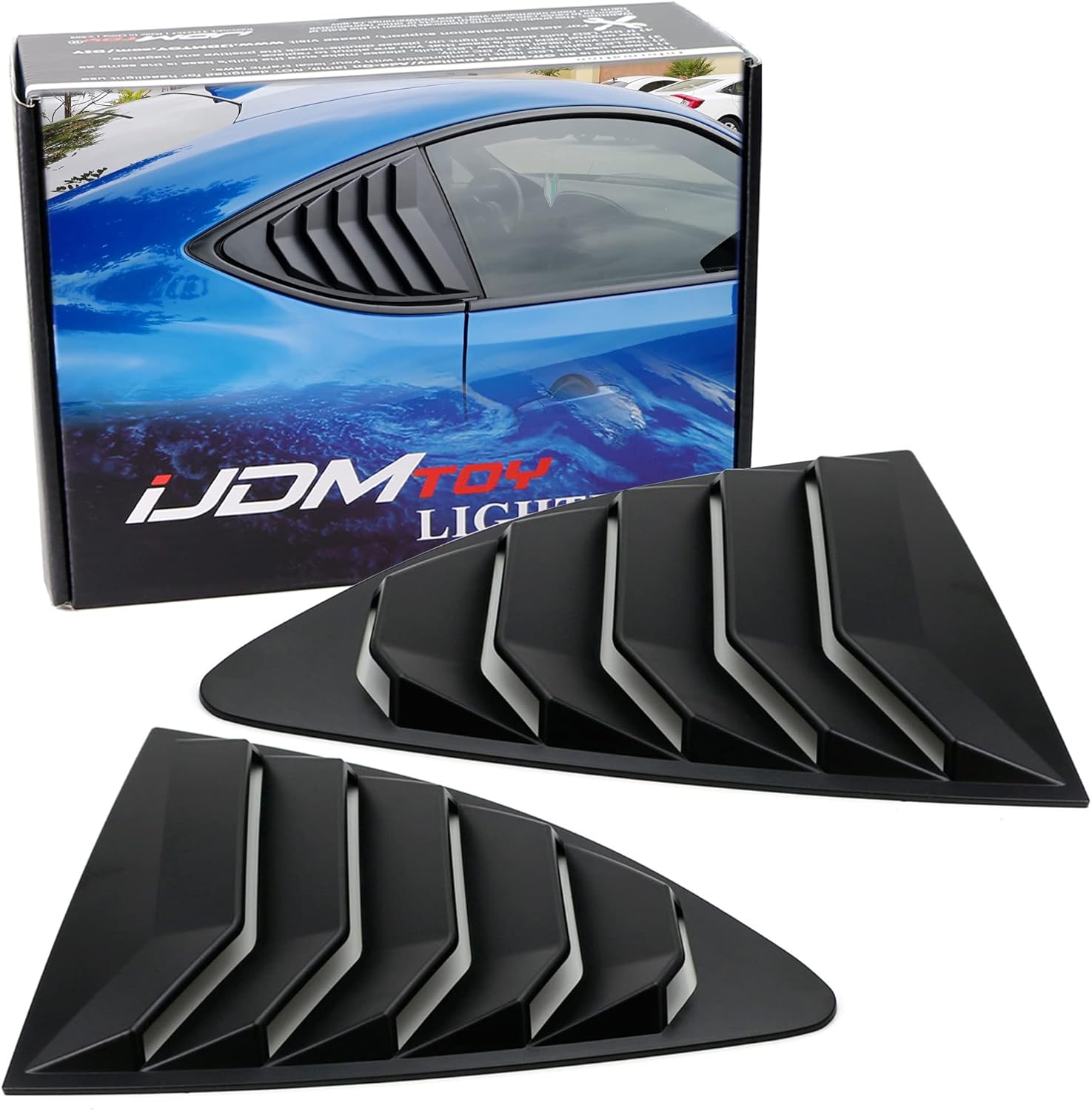 iJDMTOY Left/Right Matte Finish Racing Style Rear Side Window Scoop Air Vent/Louver Shades Compatible with 2013-2016 Scion FR-S, 2017-2021 Toyota 86, 2013-2021 Subaru BRZ