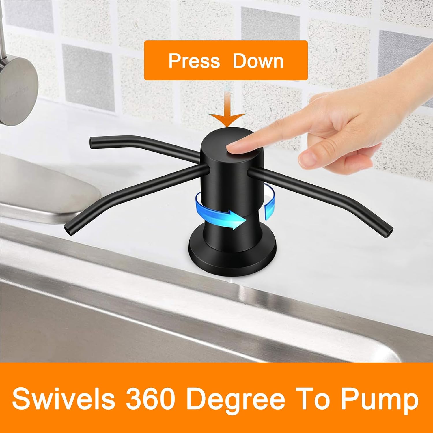 Kitchen Sink Soap Dispenser, Under Sink Soap Dispenser Pump, Good Suction Pwer, 47" Extension Tube Connect to The Soap Contaner Directly, Say Goodbye to Frequent Refills (Black) image 5