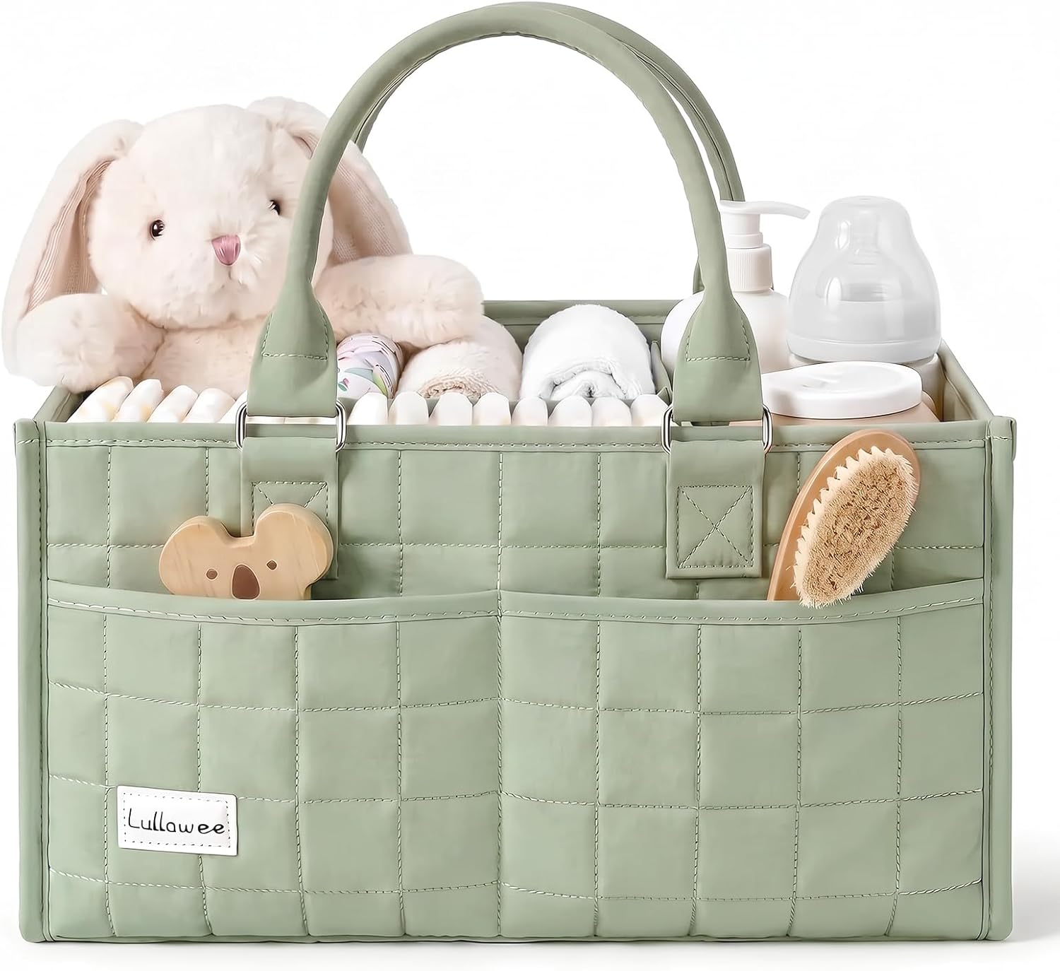 Baby Diaper Caddy Organizer, Portable Nursery Storage Basket with Handle
