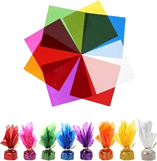Cellophane Sheets 160 PCS Colored Cellophane Wrap 7.5x7.5 Inch Plastic Transparent Cellophane Paper Colorful Cellophanes Paper Sheet Cello Sheets Light Filters for Candy DIY Arts Crafts Decoration
