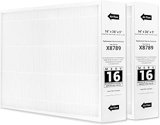 X8789 Filter 16x26x5 MERV 16 Compatible with Lennox X8789 16x26x5 MERV 16 and PureAir PCO16-28 Air Cleaner. Fit 16''x26''x5'' Furnace Filter 2 Packs