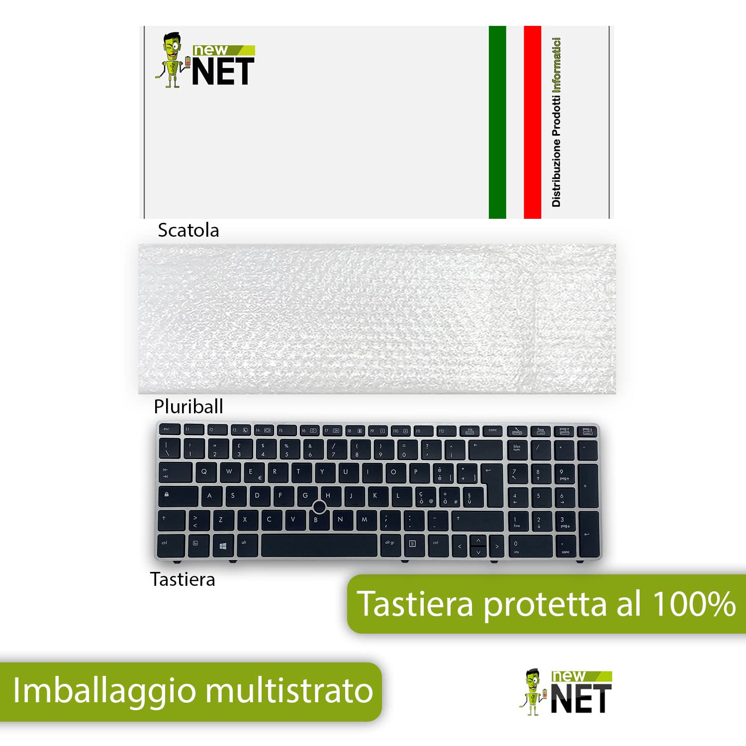 Tastiera Italiana NEW NET Per HP 6510s/6520s: Compatibile Con 44558-061, NSK-H4A0E, Layout QWERTY (Garanzia 365 Giorni) - 2