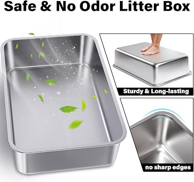 Stainless Steel Litter Box 2 Pack, 23.6
