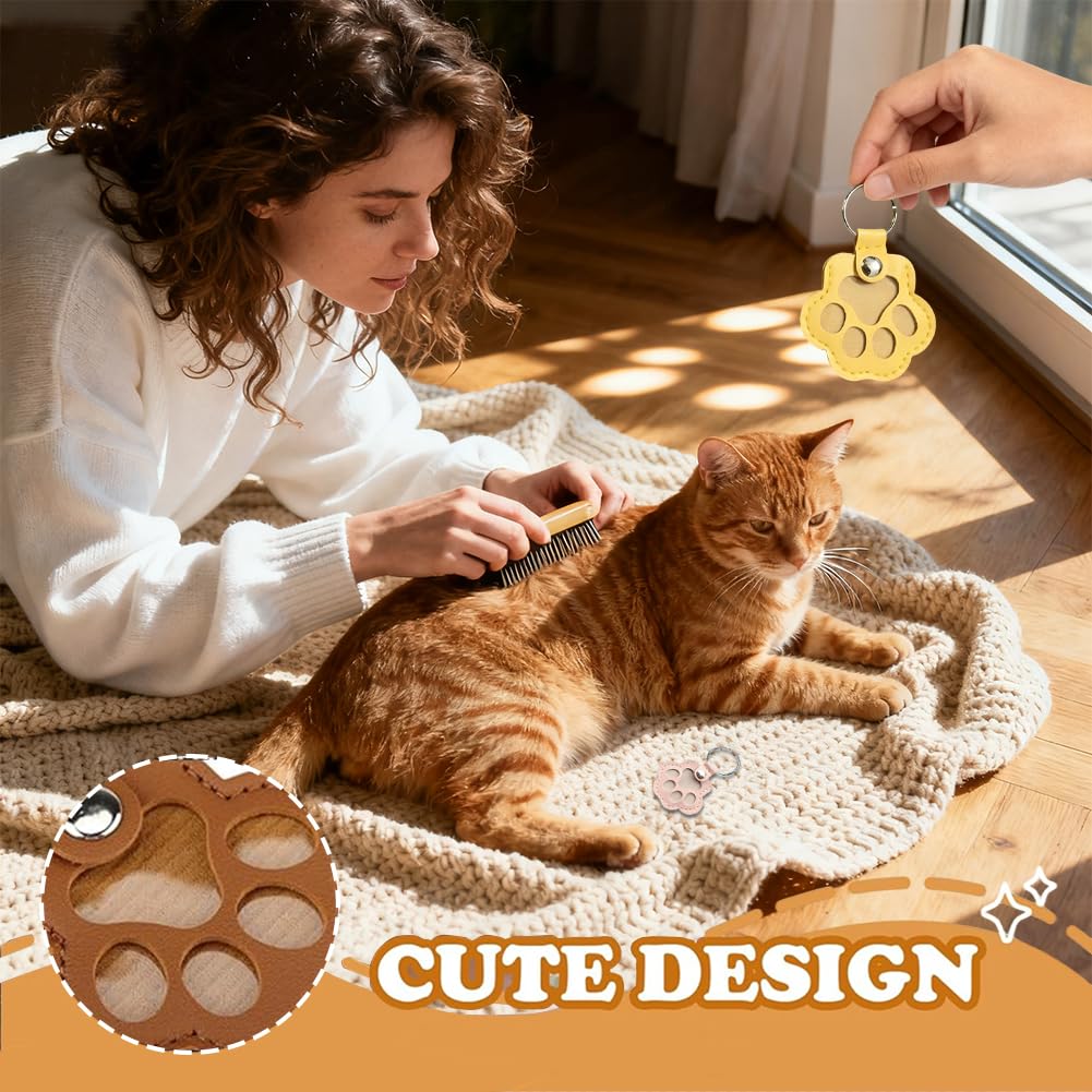 Portachiavi Commemorativo per Animali Domestici in Pelle Riempibile con 9 Colori, Souvenir per Capelli di Cane e Gatto