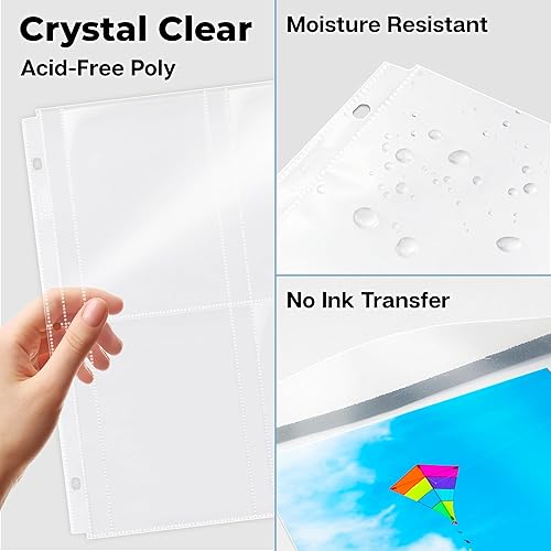 Miniatura 5 de Dunwell - Recambios para fundas de fotos, 3 anillas, bolsillos transparentes para fotos con ranuras para notas, capacidad para fotos de 5 x 7 x 6 y