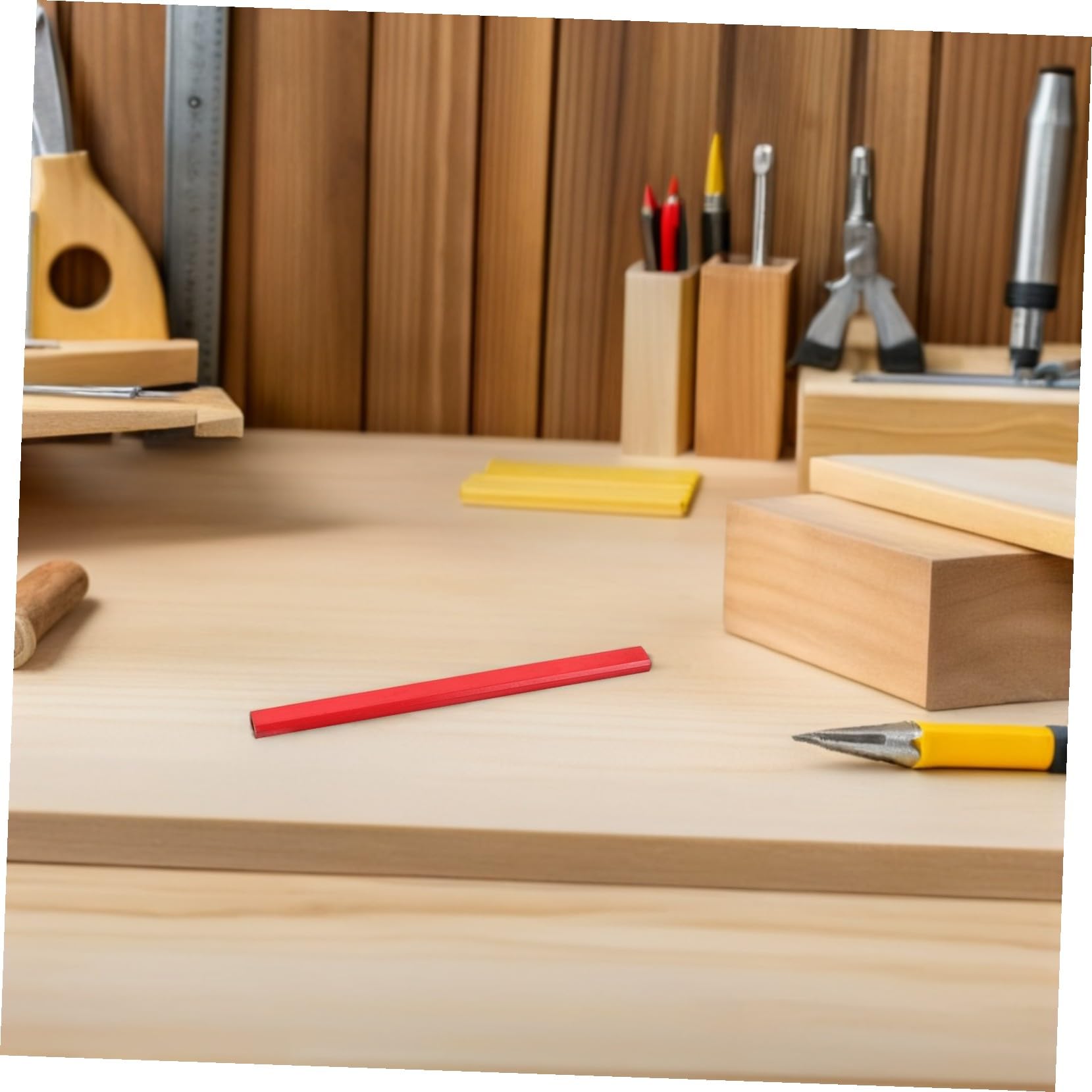 144 pièces Crayon de Charpentier Octogonal Rouge Lot Crayon à Mine Hb pour Marquage Précis sur Bois Conception Ergonomique Bois de Peuplier Usage Construction et Bricolage