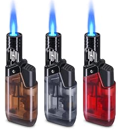 3 Pack Torch Lighter Mini Refillable Butane Lighters Utility Lighter Long Wand Pocket Lighter Windproof Gas Lighter Jet