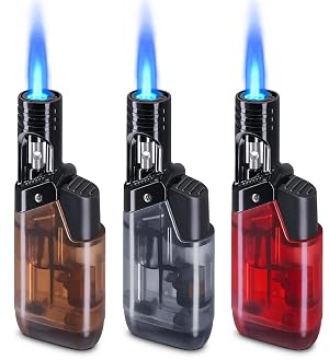 3 Pack Torch Lighter Mini Refillable Butane Lighters Utility Lighter Long Wand Pocket Lighter Windproof Gas Lighter Jet