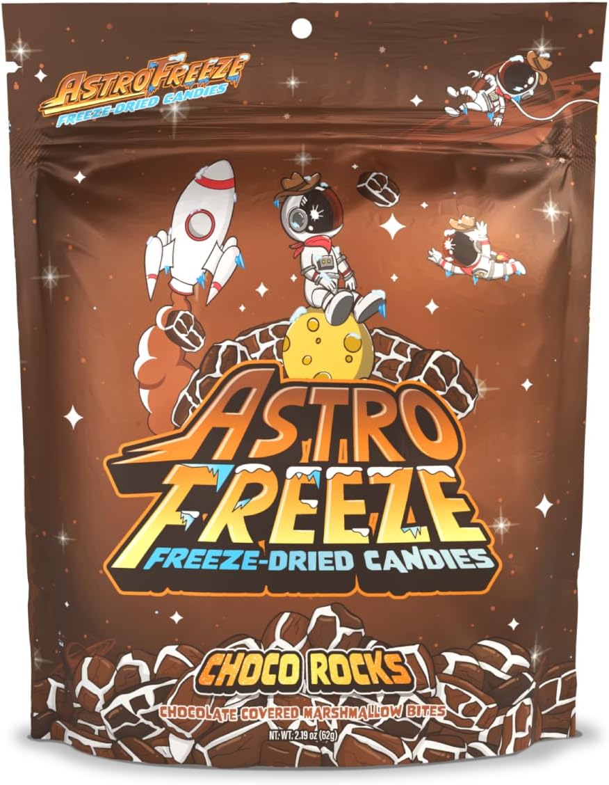 Premium Freeze Dried Charleston Chew Vanilla Minis - 2.19oz Choco Rocks Freeze Dried Candy - Addictively Crunchy Freeze Dried Chocolate Covered Vanilla Taffy Candies for All Ages