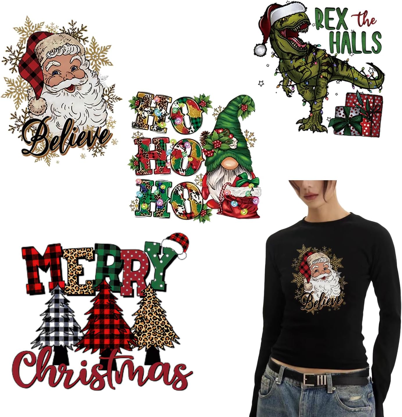 4 Sheets Christmas Dtf Transfers Ready to Press Cute Santa