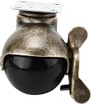 Homend 4-Pack 1.5 Inches Ball Caster Wheels with Brake 360 Degree Antique Brass Top Plate Casters for Furniture Cabinets Wheelchairs (4 Pack, 1.5Inch Top Plate, with Brake)