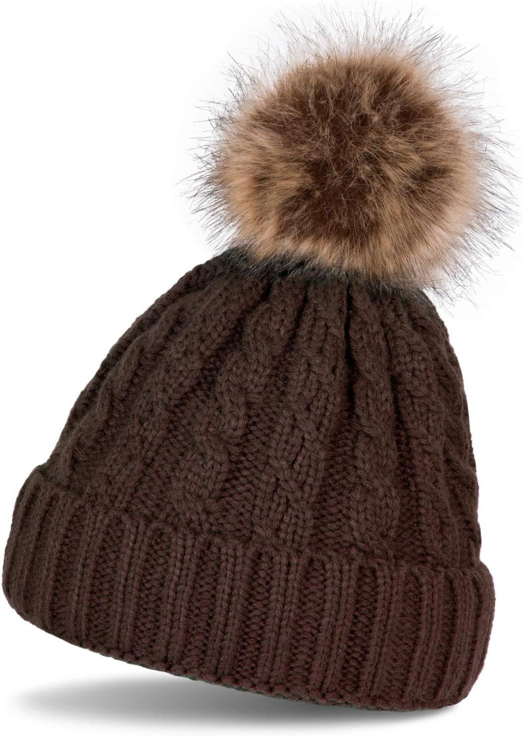 Bonnet D'hiver Femme Avec Pompon Détachable - Laine Acrylique Douce Et Chaude, Extensible | Pour Toutes Les Têtes