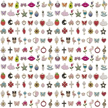 Youdiyla 50pcs Alloy enamel set series Pendant Jewelry Making DIY Keychain Earrings Pendant Various Design Charms for Jewelry Making Bracelets Necklace SN65