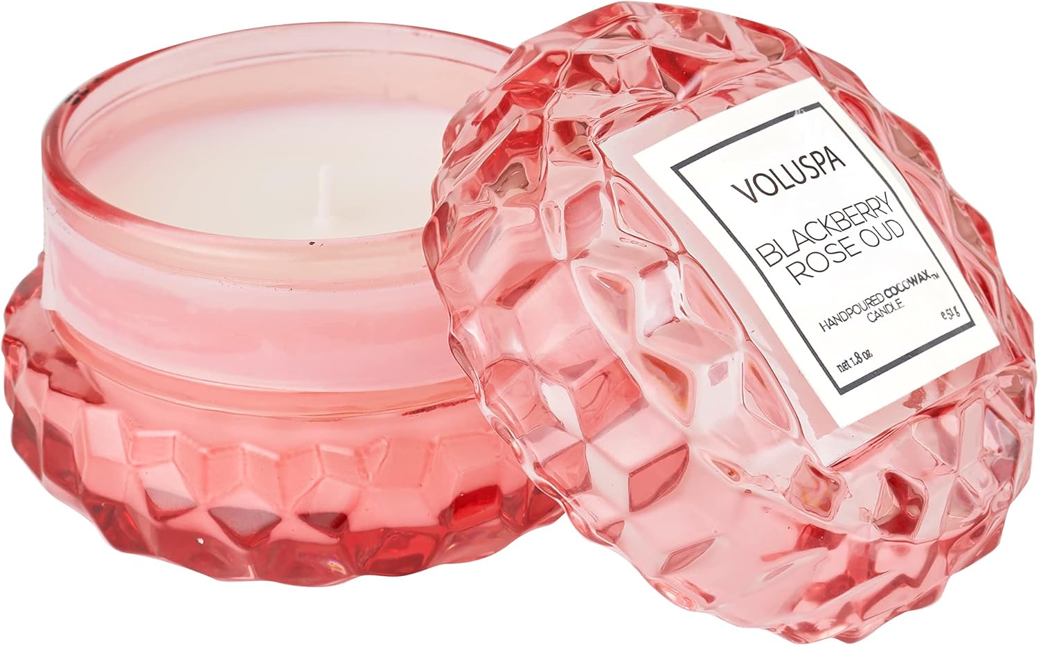 Voluspa BlackBerry Rose Oud Candle | Macaron | 1.8 Oz. | 15 Hour Burn Time | Coconut Wax and Natural Wicks for a Cleaner Burn | Vegan | Hand-Poured in The USA