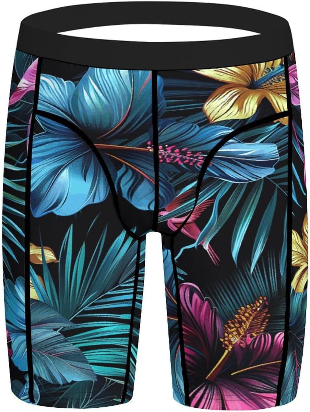 Tropical Floral Pattern Compression Shorts Men Spandex Sport Shorts Workout Performance Baselayer Underwear