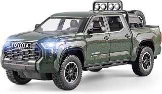 Toy Trucks for Boys 1/24 Tundra Diecast Metal Model Toy Pickup Truck Pull Back Car Model with Light and Sound Toy Trucks for Boys Age 4-7(Green)