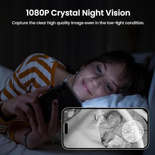 Miniatura 8 de AMOROM Cámara interior para seguridad del hogar 360, cámaras para mascotas de 1080p con panorámica e inclinación, visión nocturna, detección de