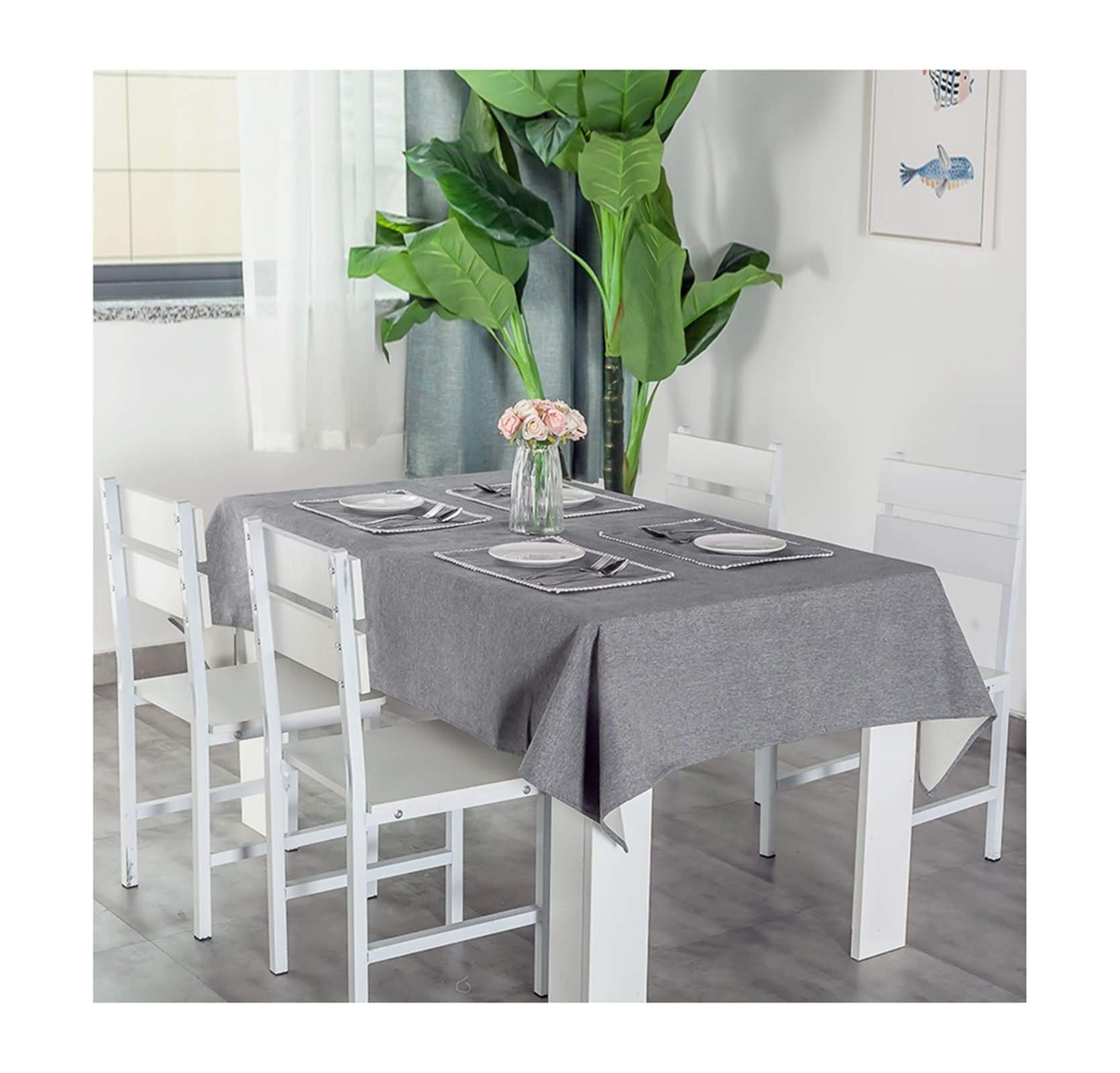 Nappe gris foncé 140x230 cm pour protéger et embellir une table avec un tissu coton lin lavable