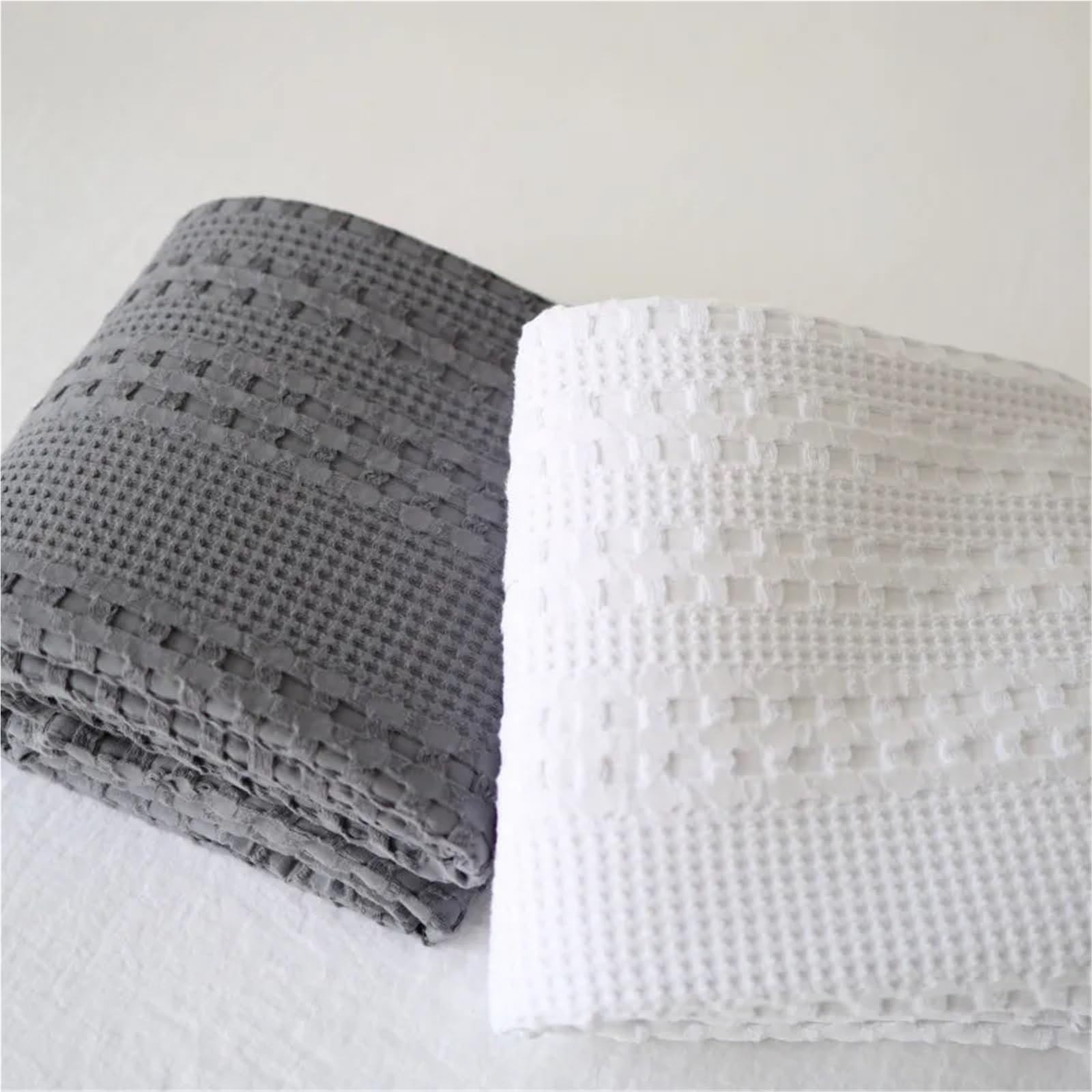 Coperta in mussola di cotone Coperte in mussola di cotone Hive for letti, plaid a nido d'ape, auto, pisolino, divano, , tiro, lenzuolo morbido for la casa, copriletti, federa(Beige,2pcs 48x74cm)