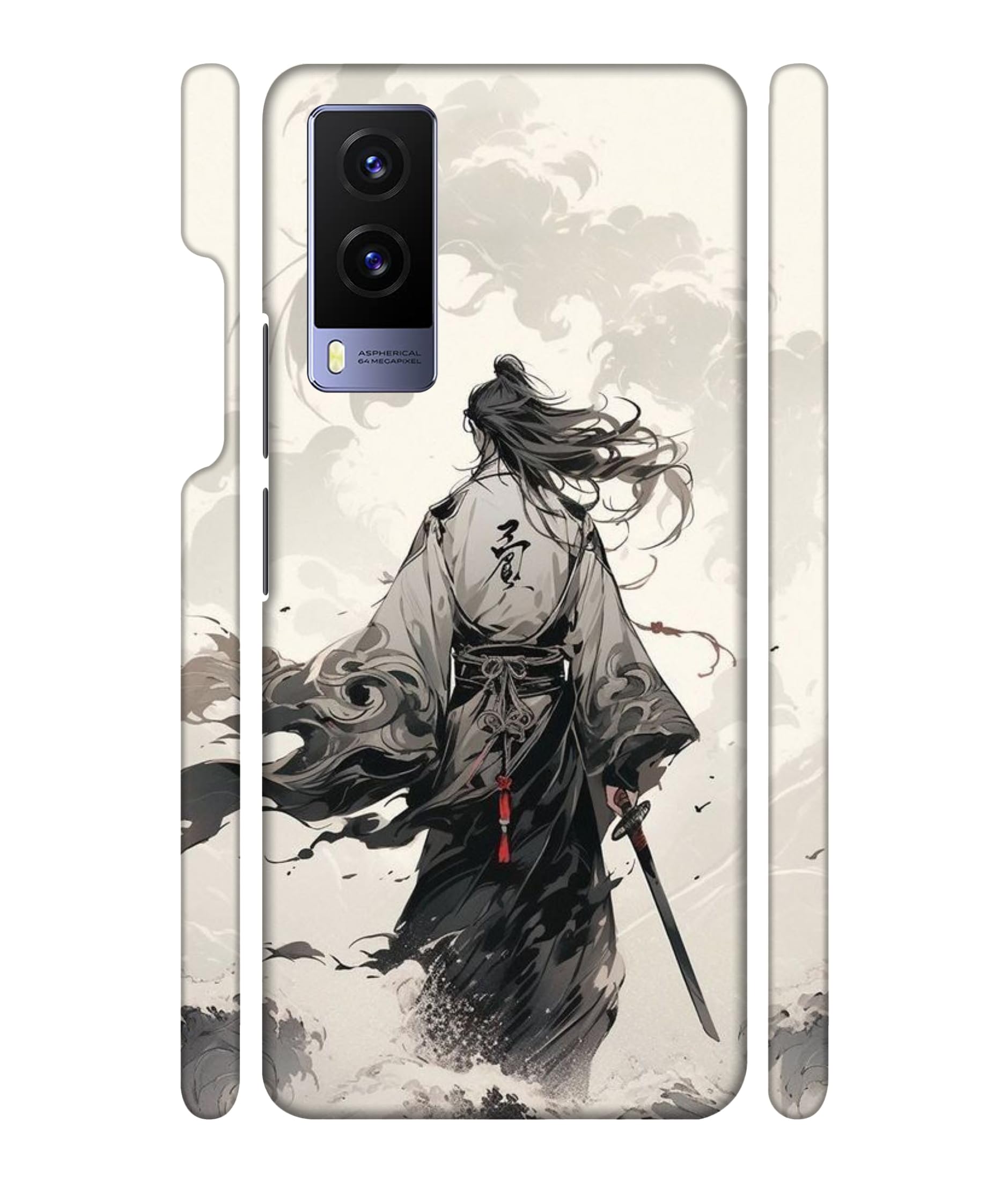 AnjaneyArt "Samurai with Katana Drawing Printed Hard Mobile Back Cover for VIVO V21E 5G, Designer Slim & Stylish Premium Cover