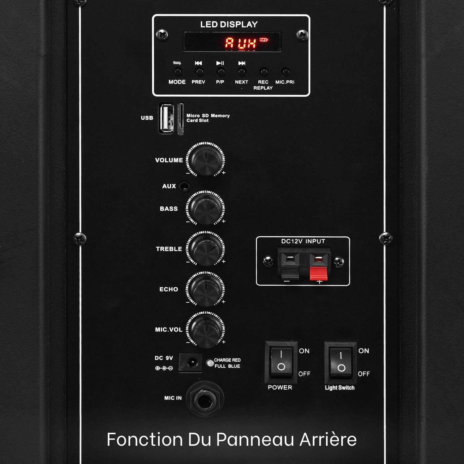 Pyle Enceinte Bluetooth Puissante- Haut Parleur Portable 1200 W sans Fil- Son stéréo DJ intérieur/extérieur,Bluetooth, USB, MP3, entrée AUX 3,5 mm, lumières de fête Clignotantes et Radio FM